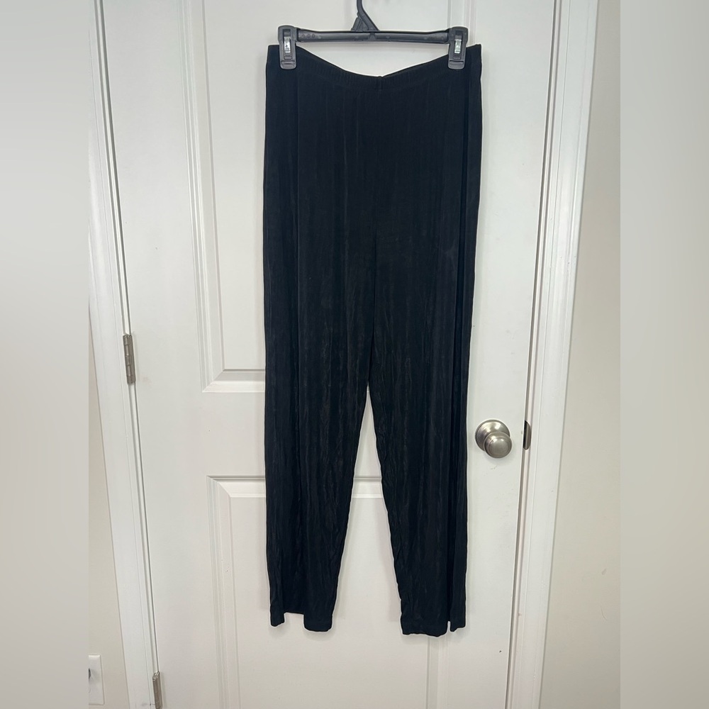 Slinky Brand black casual Slinky Pull on Career Travel pants Sz L Made in USA